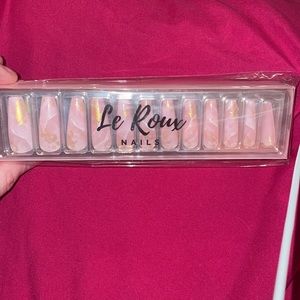 long press on nails kit pink and gold